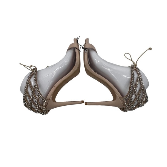 NWT Express Tan Rhinestone Embellished Ankle Strap Heeled Sandals Size 9 Women’s - Picture 6 of 13